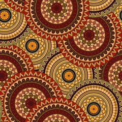 Hand drawn mandala ethnic seamless pattern.