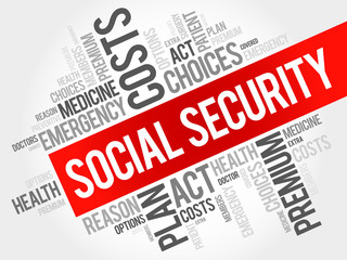 SOCIAL SECURITY word cloud collage, health concept background