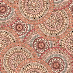Hand drawn mandala ethnic seamless pattern.