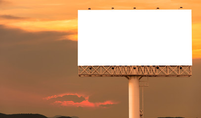 Blank billboard ready for new advertisement with sunset backgrou