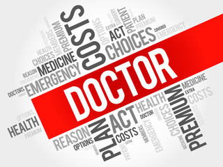 Doctor word cloud collage, health concept background