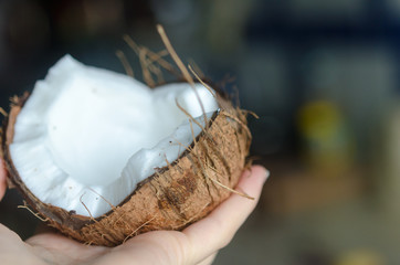Coconut in the hand