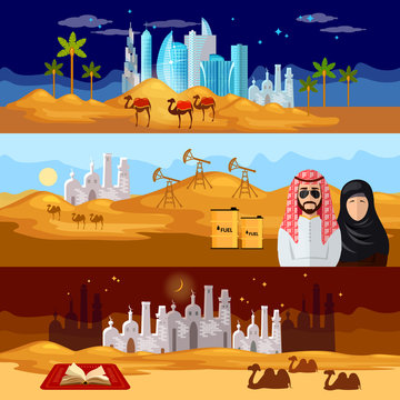 Tradition and culture in muslim countries banner dubai landscape