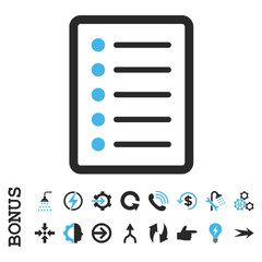 List Page vector bicolor icon. Image style is a flat pictogram symbol, blue and gray colors, white background.