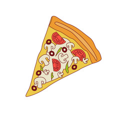 Pizza Slice With Mushrooms And Tomato