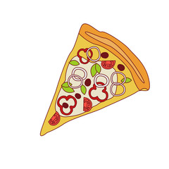 Pizza Slice With Sweet Pepper And Onion