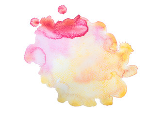 Watercolour yellow blot isolated on white background