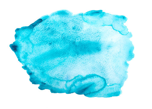 Watercolour blue blot isolated on white background © naataali