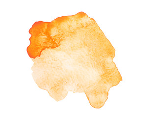 Watercolour orange blot isolated on white background