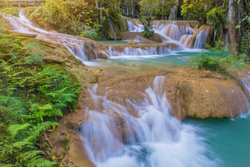 Fototapeta na wymiar Waterfall in rain forest (Tad Sae Waterfalls at Luang prabang, L