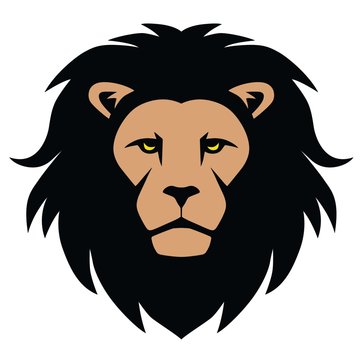 Lion Head Mascot Cartoon Illustration