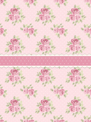Cute shabby chic background with roses and polka dots for your decoration