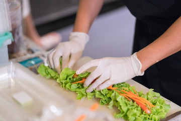 Processing of salad roll