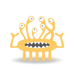 Cartoon cute monster on white background.