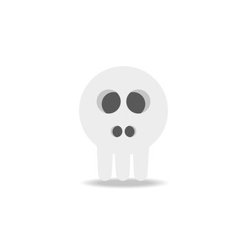 Cartoon cute skull on white background.