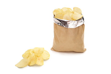 Studio shot of a bag of potato chips