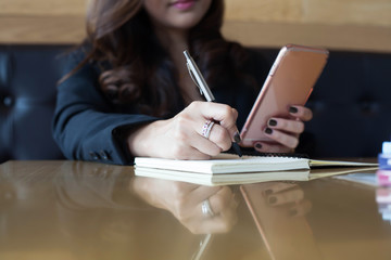 Business lady signing contract, selective focus