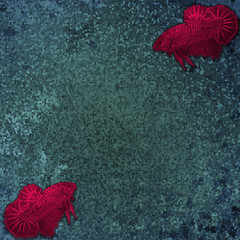 Fish - Siamese Fighting on the mosaic background.