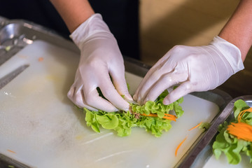 Processing of salad roll