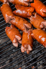 Grilled sausages, on grill