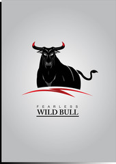 Bull. Elegant Black Bull with the Bloody Horns.