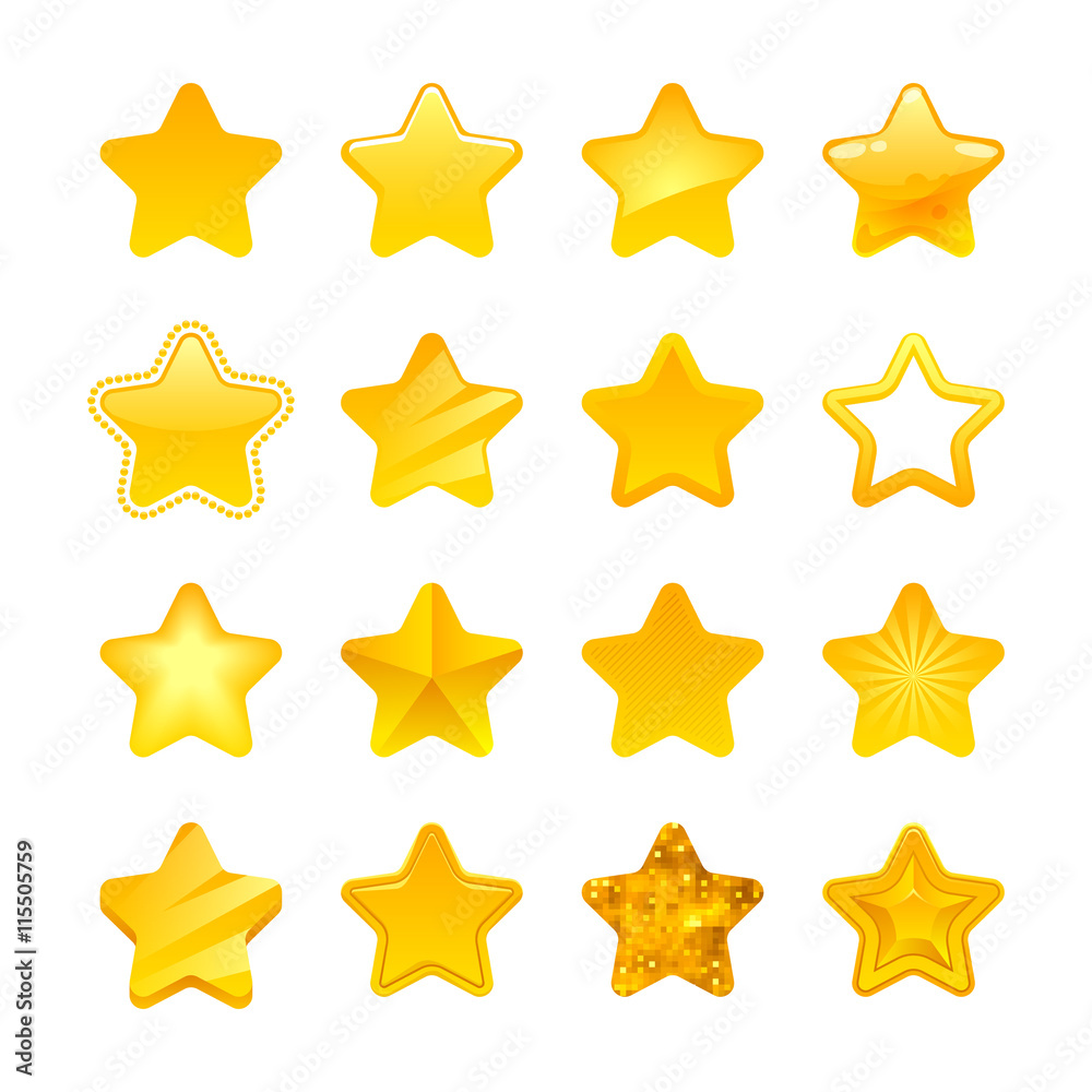 Canvas Prints stars icons set vector illustration. assorted symbols.