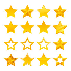 Stars icons set vector illustration. Assorted symbols.