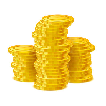 Coins stack vector illustration. Golden money cash.