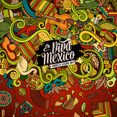 Cartoon hand-drawn doodles Latin American frame