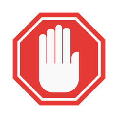 Obraz premium Prohibition hand stop sign vector illustration. Warning danger symbol prohibiting sign. Forbidden safety information prohibiting sign. Protection signs warning information sign.