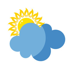 Vector sun and cloud icon isolated on background. Sun weather isolated summer icon design. Vector yellow sun and cloud sky symbol. Vector sun sun element. Sun weather icon vector sun logo sign symbol