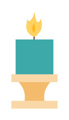 Vector candles in flat style. Candles light flame christmas candlelight wax decoration. Celebration glowing religion candles birthday traditional decoration. Romance night bright flame.