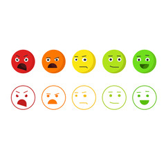 Feedback emoticons vector icons, concept of satisfaction rating emoji, level of rank, customer feedback emotions, review smileys isolated on white background