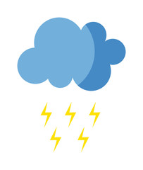 Lightning vector icon storm cloud. Storm cloud weather sky dark nature dramatic cloudscape. Danger stormy, thunderstorm symbol storm cloud natural scenic meteorology overcast scene.