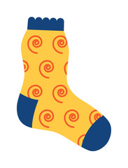 Flat design colorful socks icon vector illustration. Selection of various socks on white background. Textile warm clothes socks pair cute decoration wool winter clothing. Sport season collection.