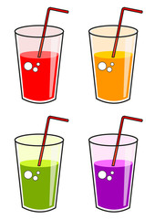 Set of glasses with fruit juice