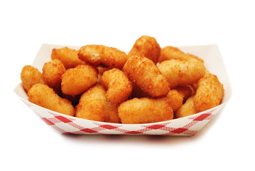 Crispy Deep Fried Popcorn Shrimp in a Takeout Container
