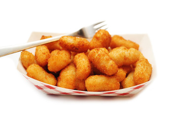 Crispy Deep Fried Popcorn Shrimp in a Takeout Container