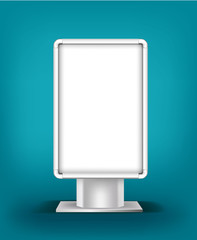 white poster blank lightbox on a blue background. Vector illustration billboard