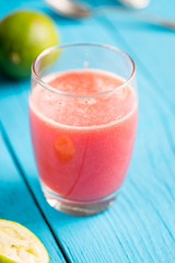 Fresh Watermelon Fresh Smoothie with Mint Leaves, Cucumber and Lime Citrus