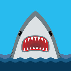 Naklejka premium Shark with open mouth and sharp teeth