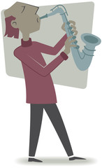 Saxophonist. Retro style illustration of a man playing the saxophone.