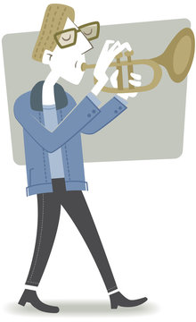 Trumpeter. Retro style illustration of a man playing the trumpet. 
