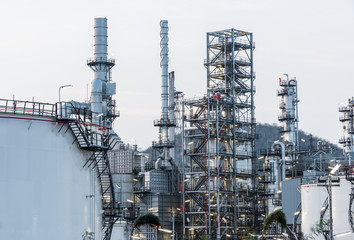 Oil Industry Refinery factory at Sunset, Petroleum