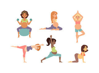 Meditating on maternity pregnant woman meditating while sitting yoga position fitness healthy lifestyle character vector. Pregnant yoga beautiful healthy lifestyle and fitness pregnant yoga.