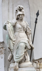 Ancient statue on Holy Trinity Column in Budapest, Hungary
