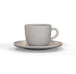 Mockup of coffee or tea cup on plate