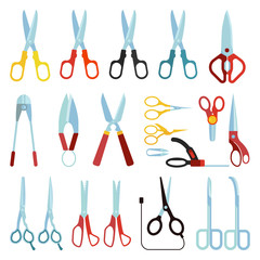 vector engraving illustration of scissors on white background. Scissors trim equipment template steel blade metal sign. Barber silhouette salon work set scissors. Style hairdresser tailor sign.