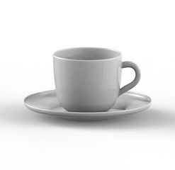 Mockup of coffee or tea cup on plate