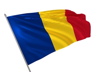 Fototapeta premium 3d illustration of Romania flag waving in the wind